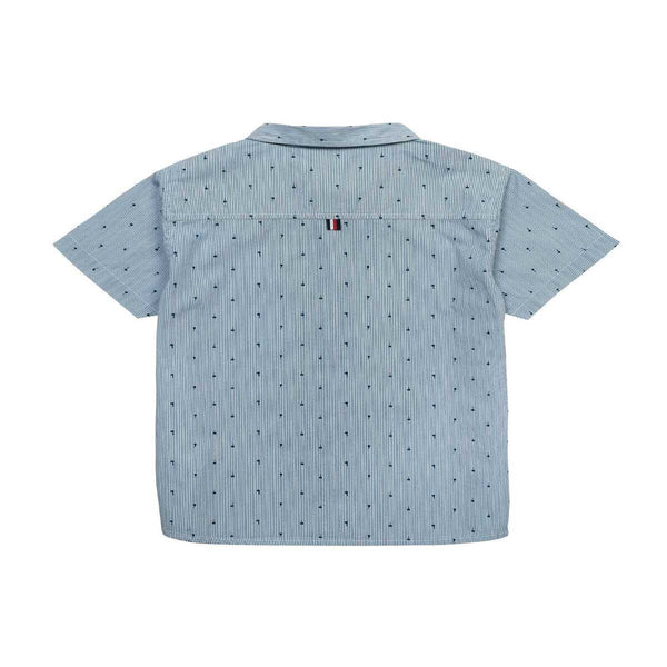 Camisa para niño azul con puntos negros