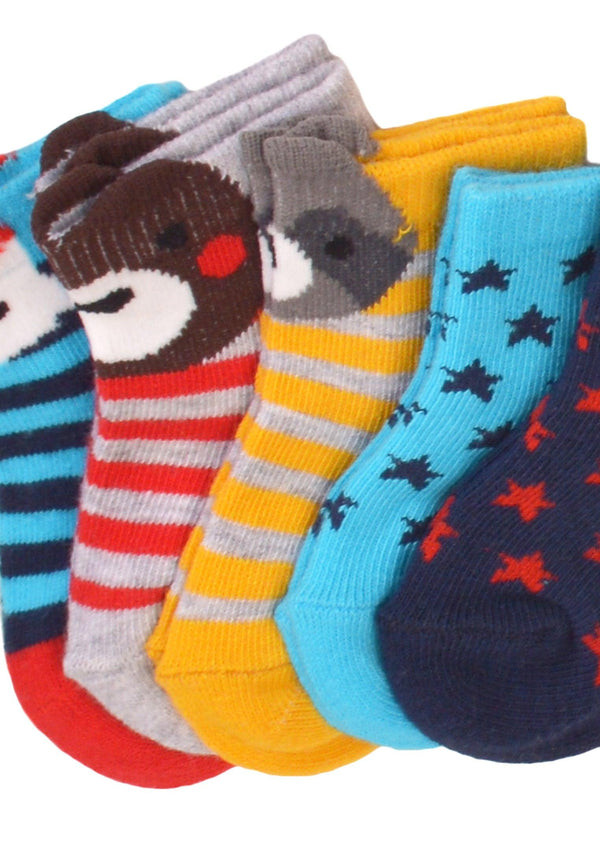 Paquete de 5 calcetines con personajes para niños - Minoti Col